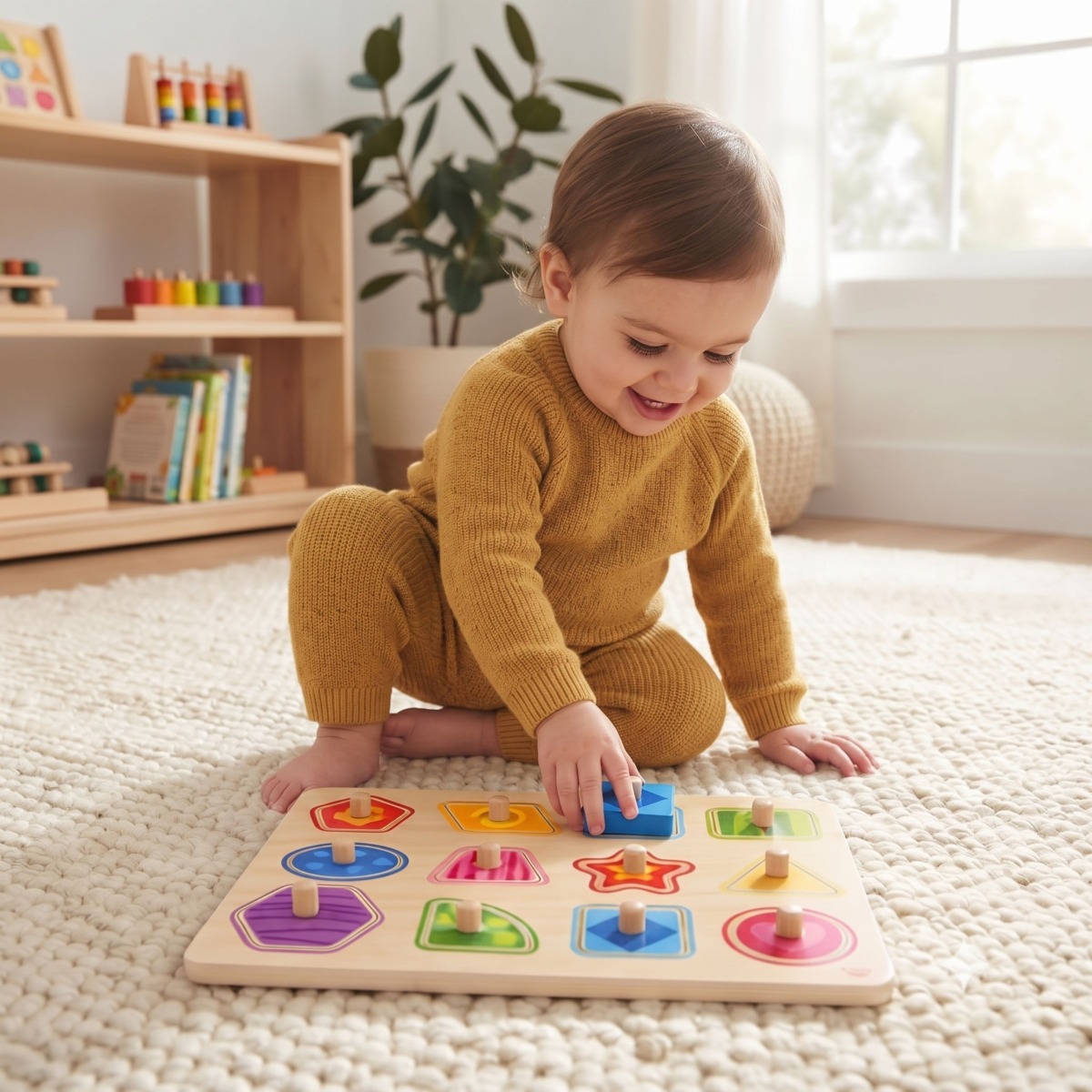 Koka nuppudega pusle Montessori kujude õppimine