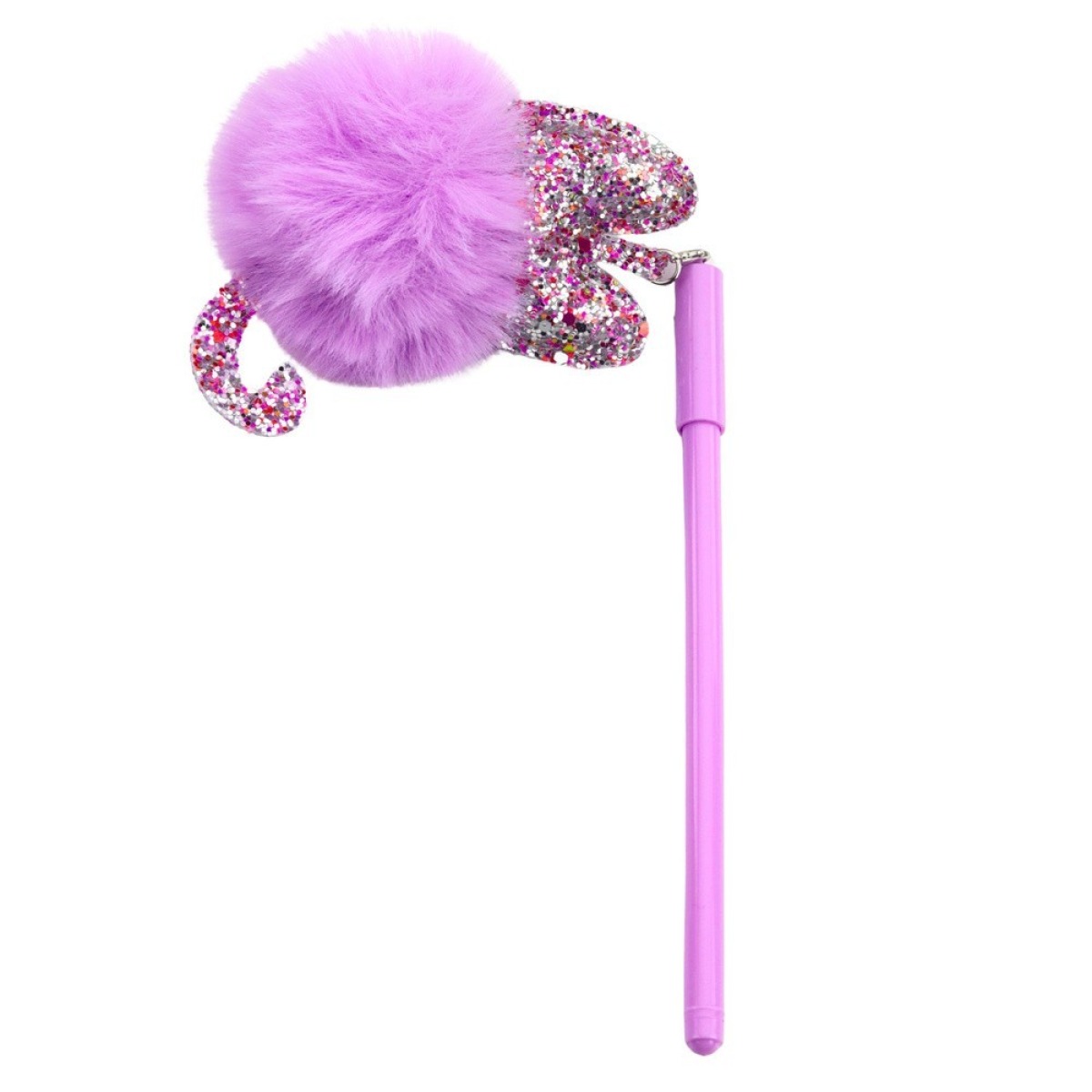 Violeta gēla pildspalva ar pomponu, zila tinte, 17 cm, 0.5 mm