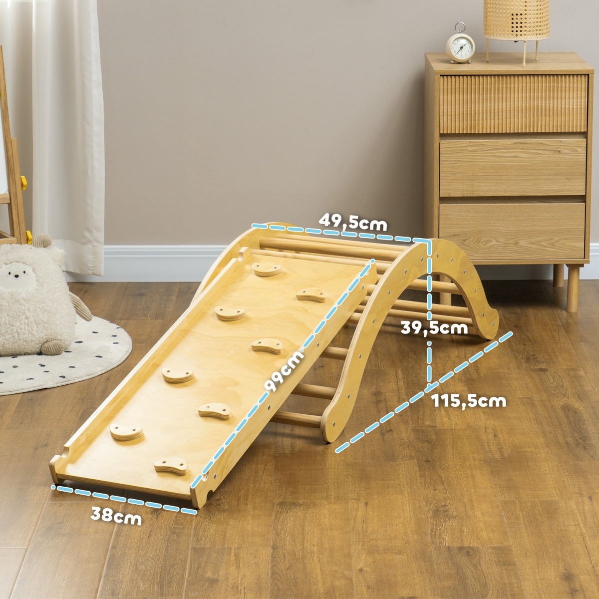 4-in-1 koka kāpelēšanas komplekts: šūpošanās arka, spilvens un slidkalniņš