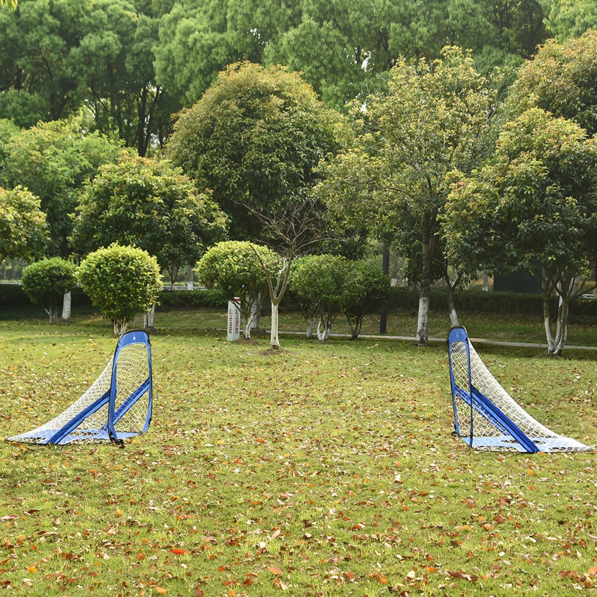 Saliekams zils pop-up futbola vārtu komplekts, 2 gab.
