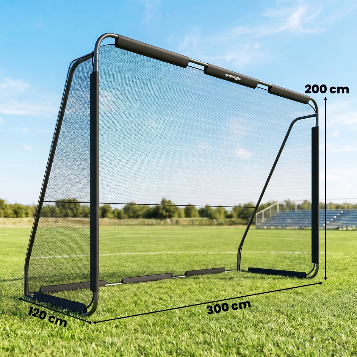 Lieli futbola vārti 300 × 200 cm ar pret plīsumiem izturīgu tīklu