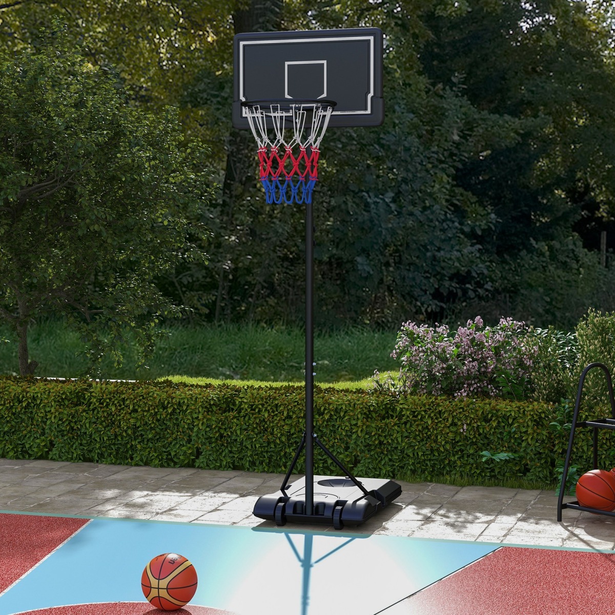 Pārvietojams basketbola grozs ar regulējamu augstumu, 1,82–2,13 m,