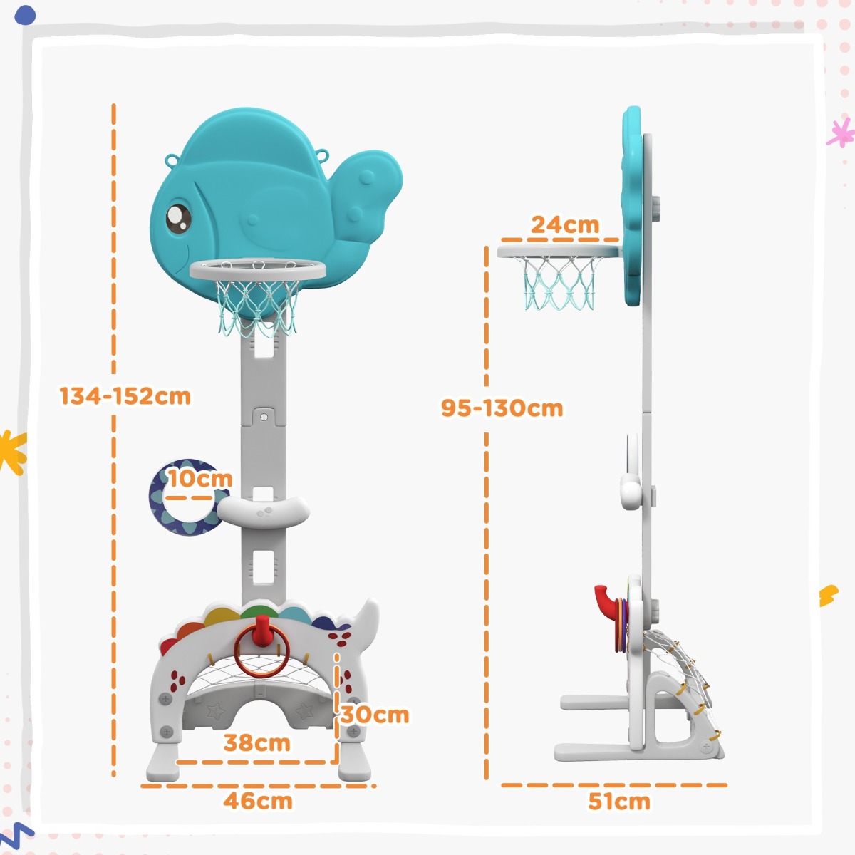 Bērnu 5-in-1 basketbola komplekts ar pumpi un piederumiem