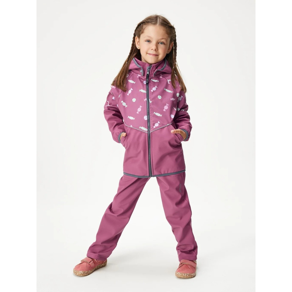 Bērnu softshell jope fliisvoodriga Slim, plum-bonbons