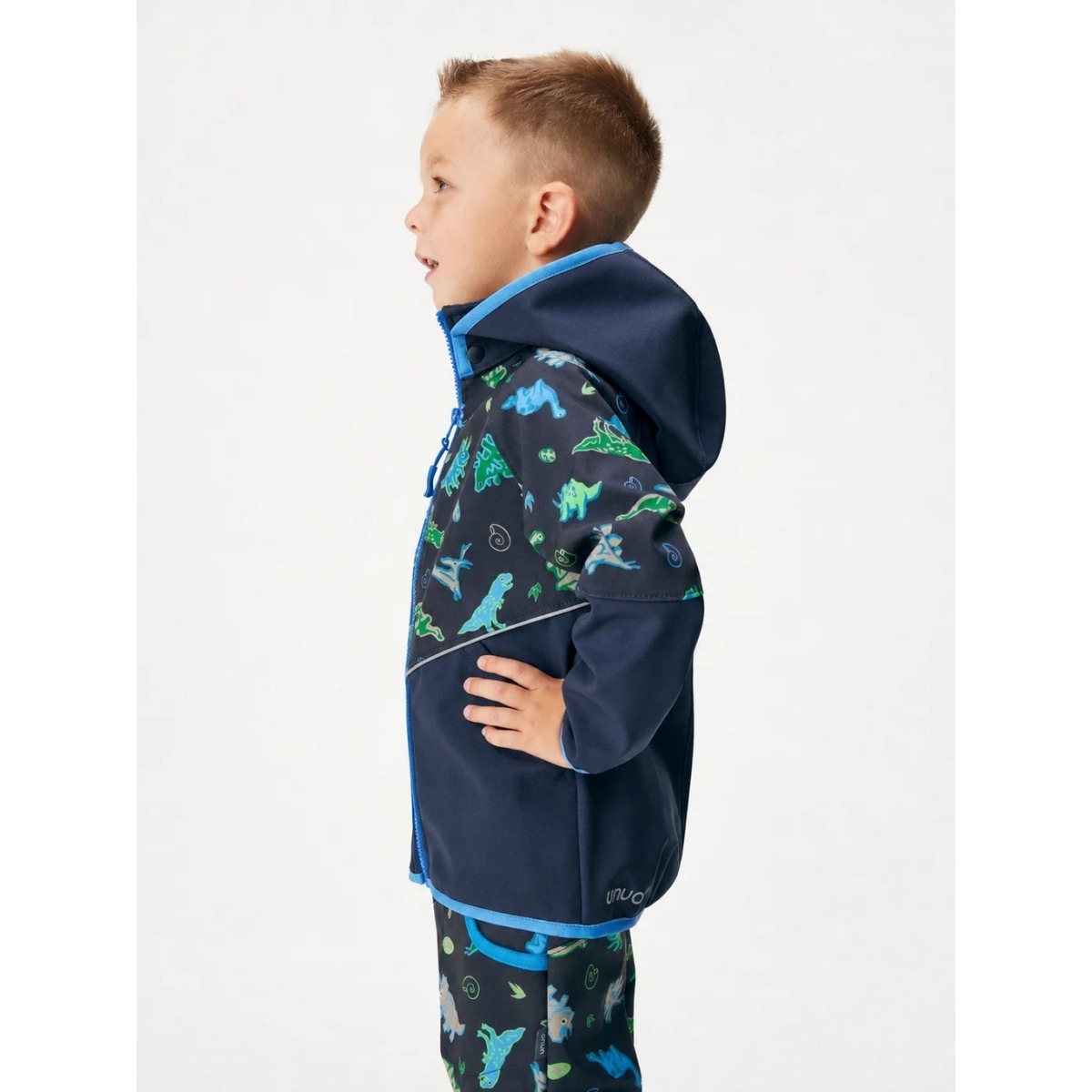 Bērnu softshell jope fliisvoodriga Slim, tumesinine-dino