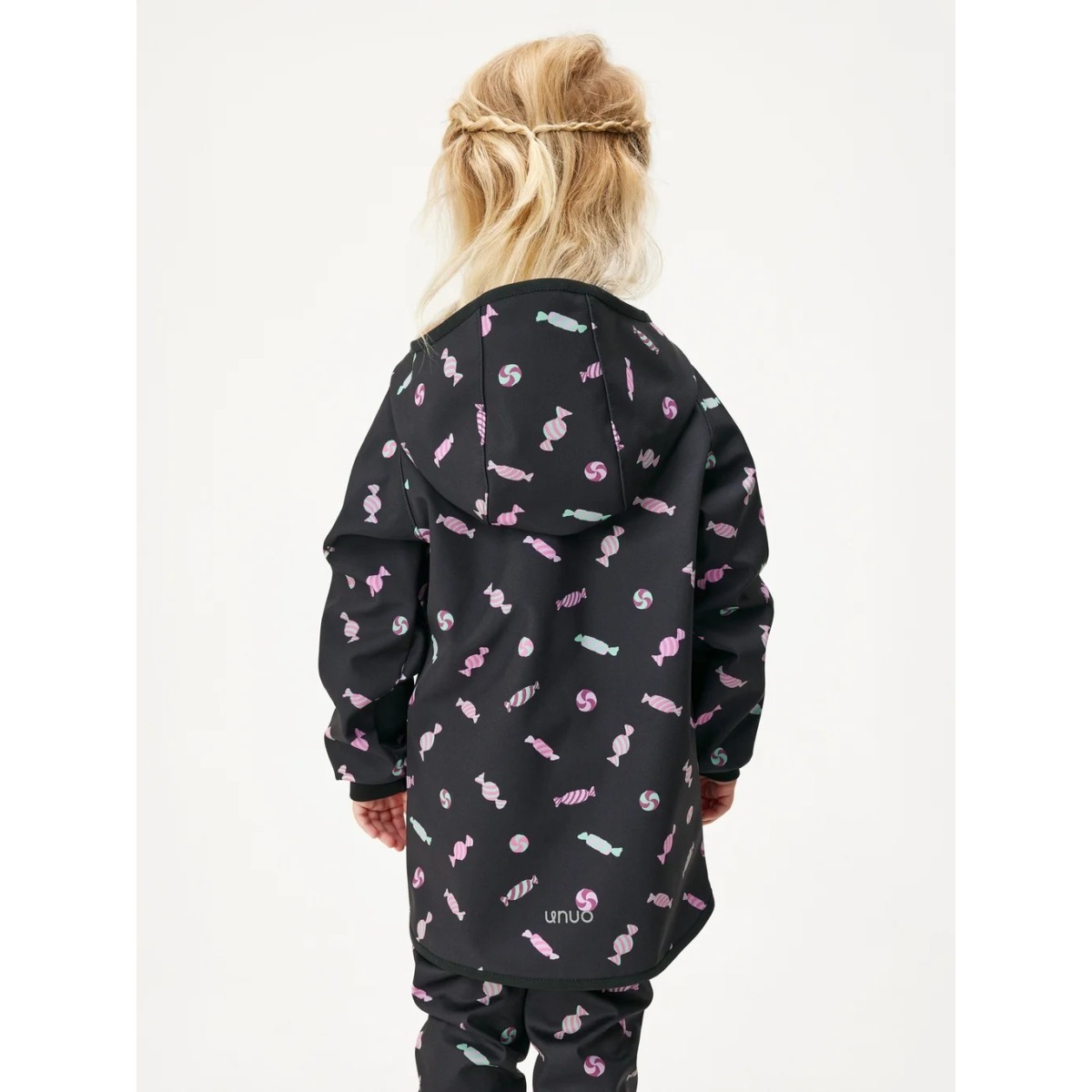Bērnu softshell jope fliisvoodriga Basic, must-bonbons