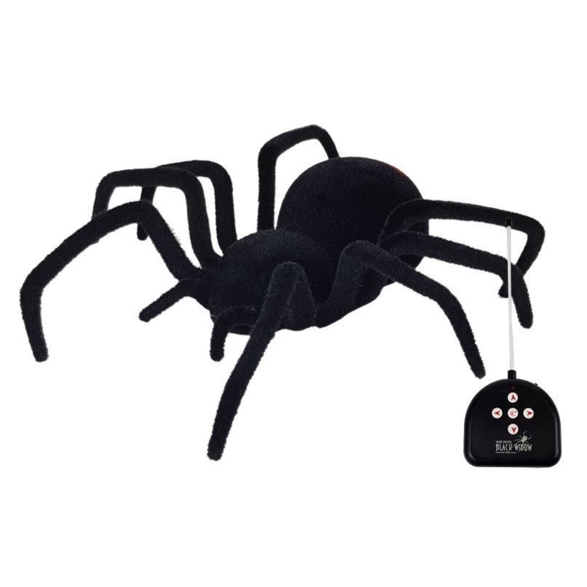 Liels, pūkains Black Widow zirneklis ar tālvadības pulti
