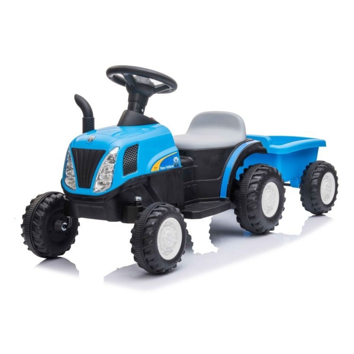 Zils bērnu elektriskais traktors A009 ar piekabi