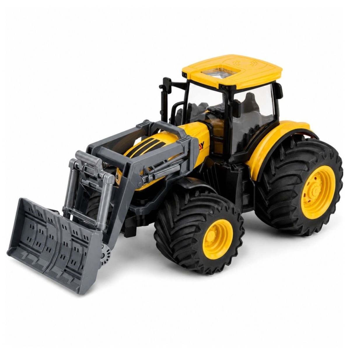 Kollane põllutraktor buldooseriga 1:24