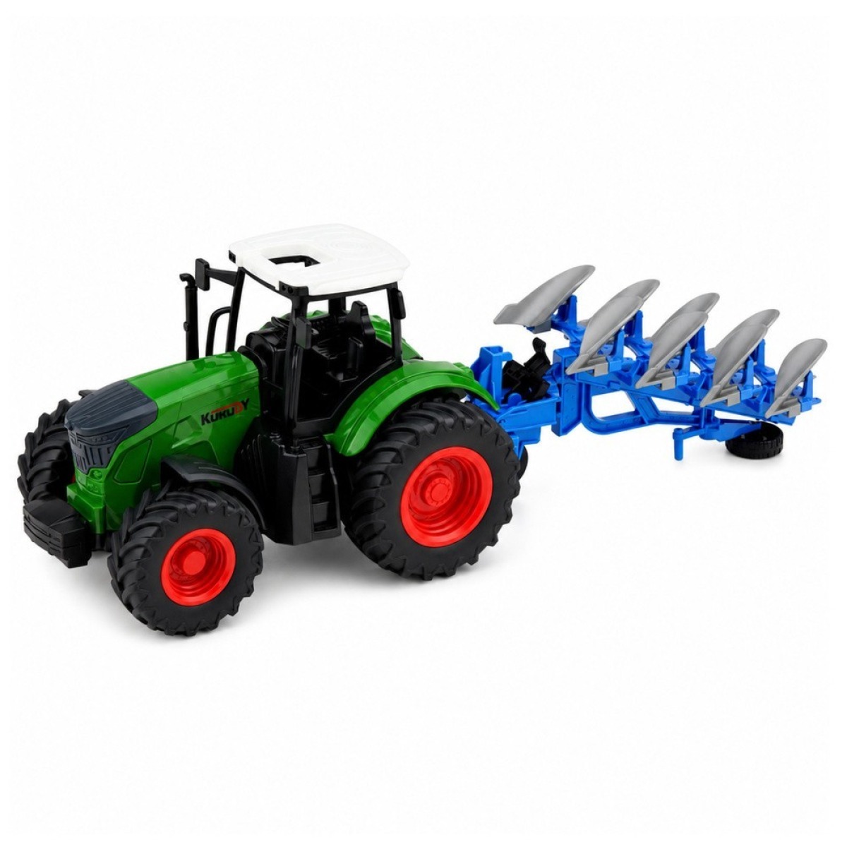 Roheline 1:24 kummiratastega põllutraktor mitmevaolise adrag