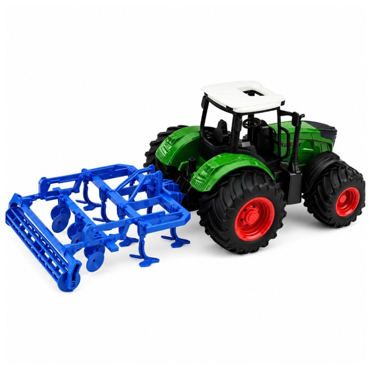 Roheline põllutraktor kultivaatoriga 1:24