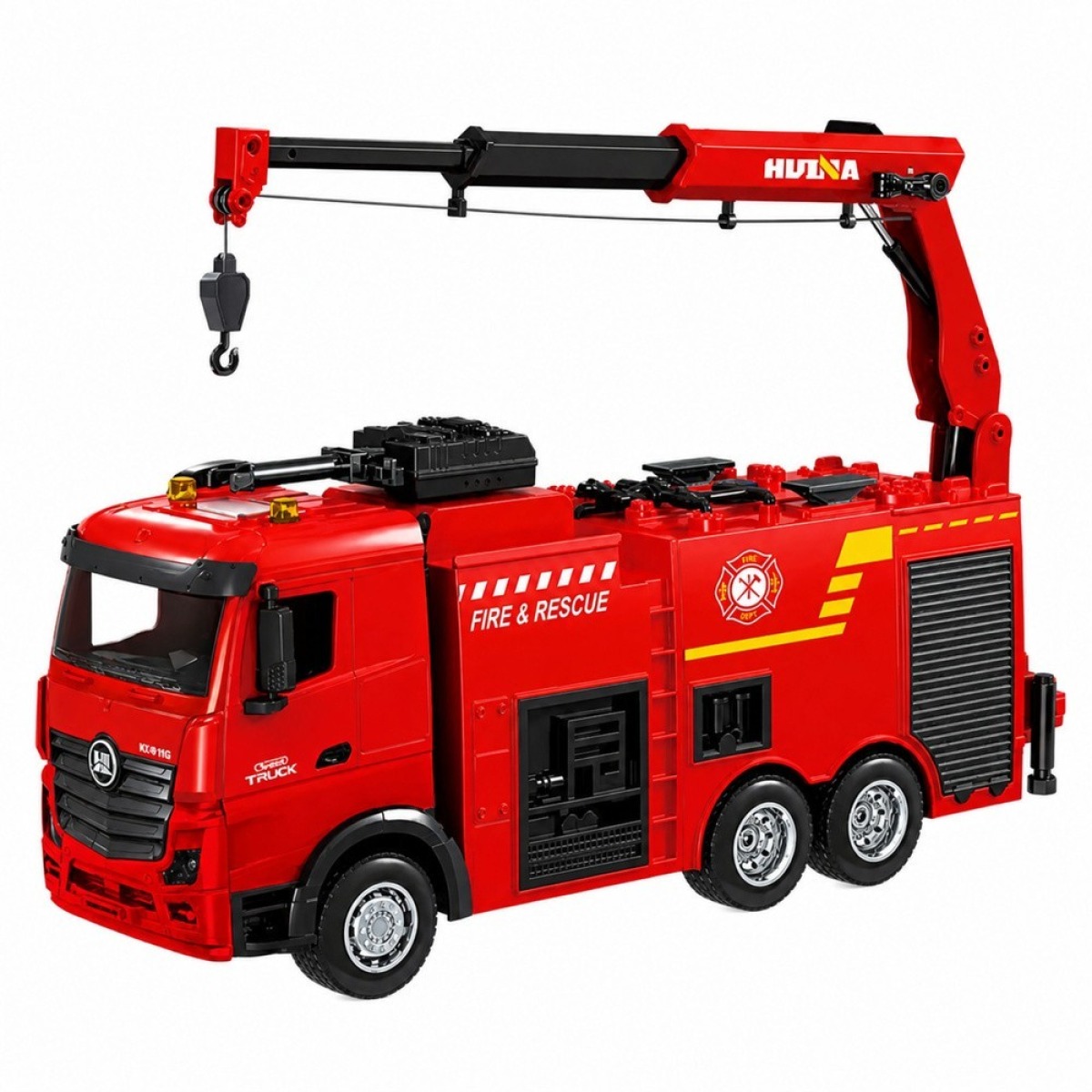 Huina 1362 RC ugunsdzēsēju auto ar celtni un ūdens lielgabalu, 1:18