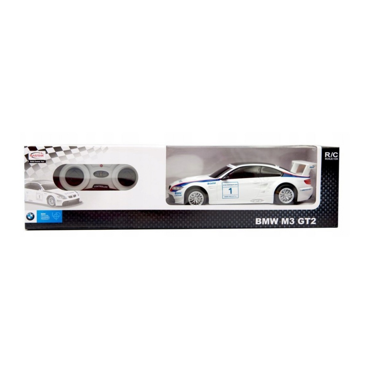 Valge kaugjuhitav BMW M3 GT2 sportauto 1:24