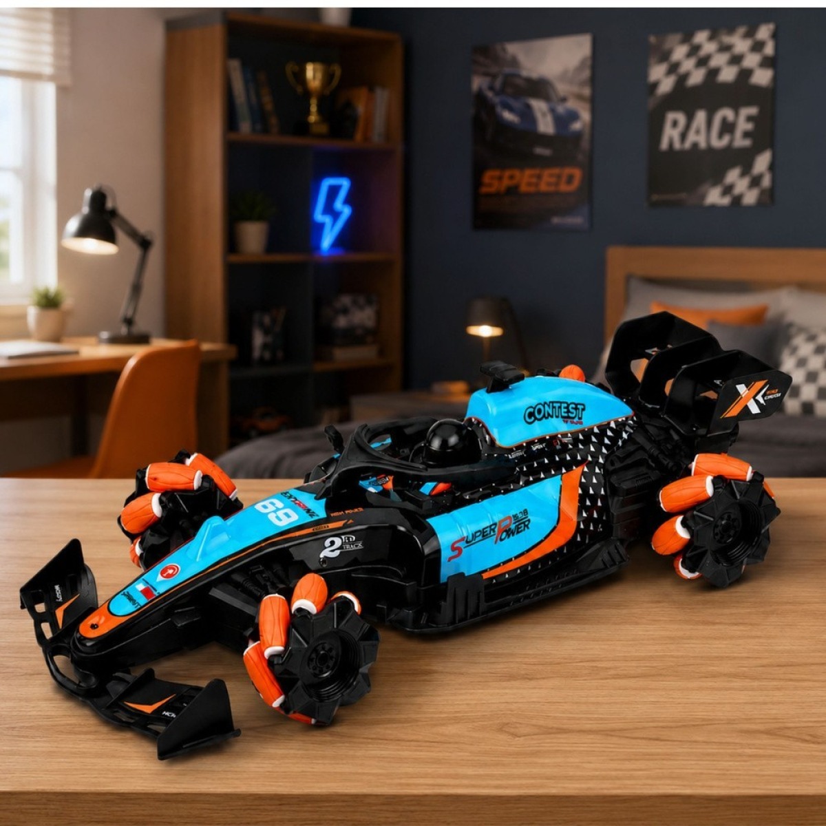 Kaugjuhitav RC-võidusõiduauto 1:10, 4WD, 360° pöörlemise, va