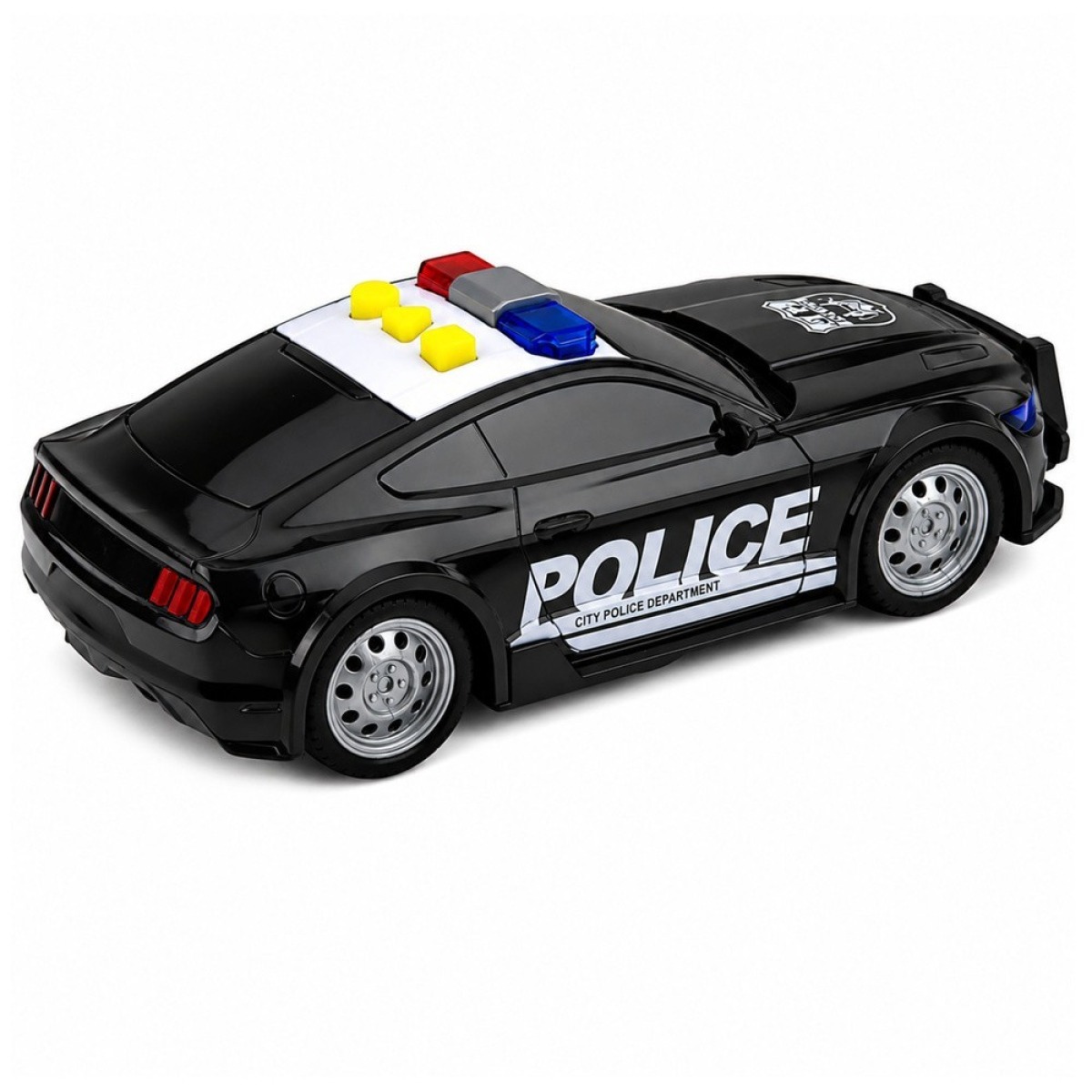 Melna policijas automašīna ar gaismām un skaņu, 1:32