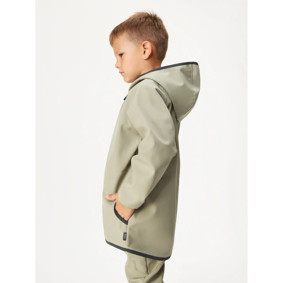 Bērnu softshell jaka ar flīsa oderi Basic, haki krāsā