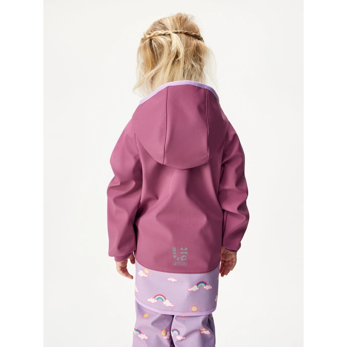Bērnu softshell jaka ar flīsa oderi Basic, plūmju krāsā ar varavīksnēm
