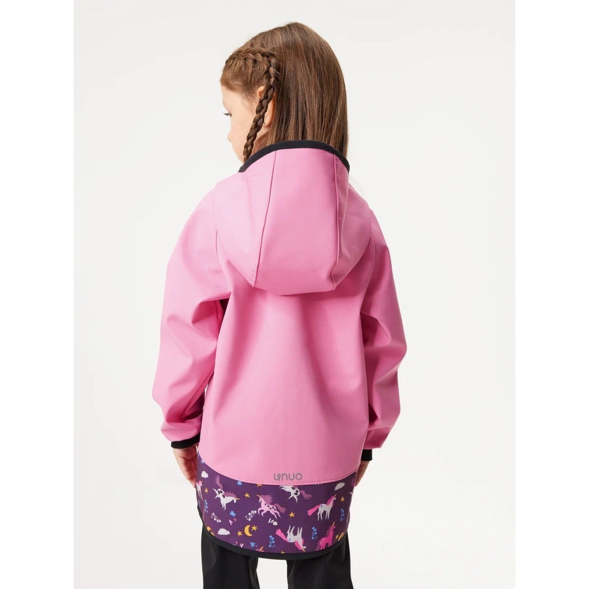 Bērnu softshell jope fliisvoodriga Basic, roosa-ükssarvikud