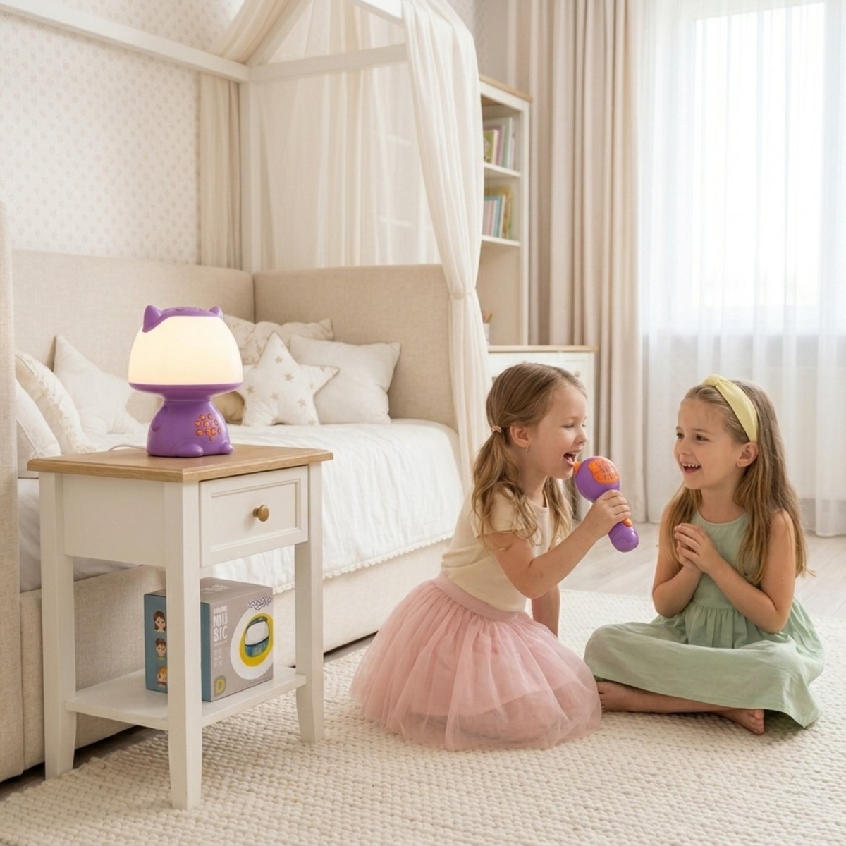 Daudzfunkcionāla RGB lampa, Bluetooth skaļrunis un karaoke mikrofons, violeta