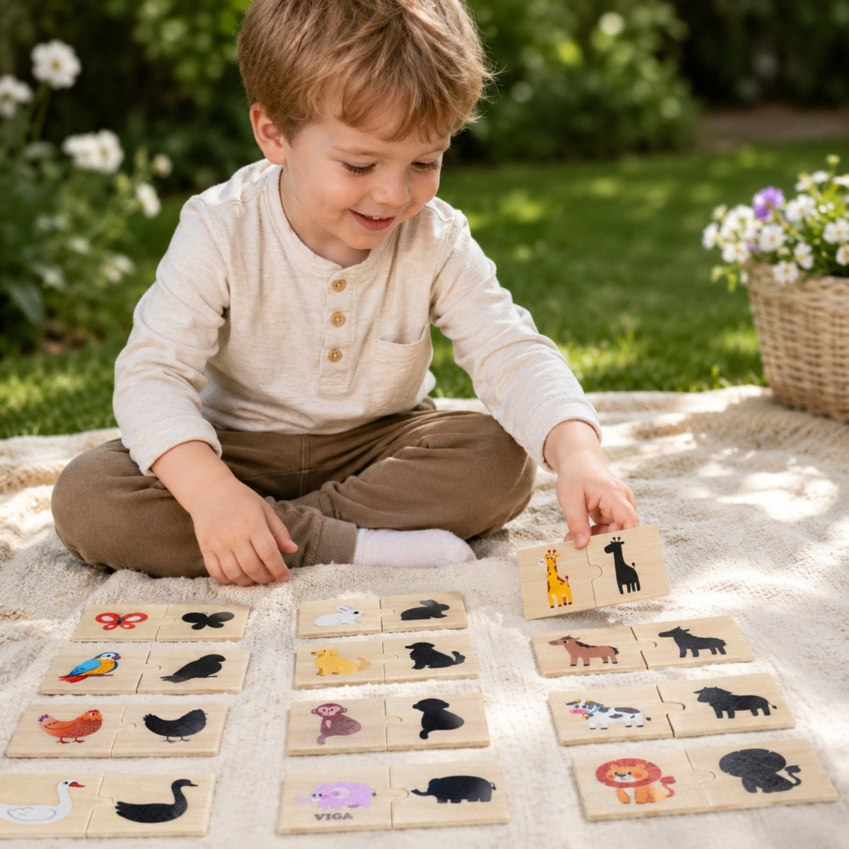 Koka puslekomplekt Animal Match Shadow Puzzle