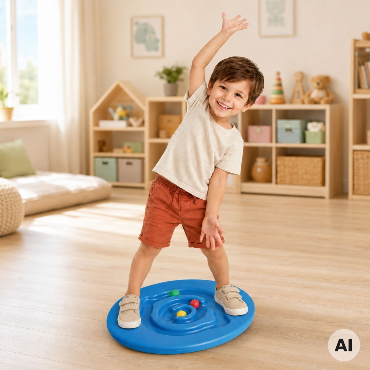 Līdzsvara dēlis ar spirālveida labirintu un 3 bumbiņām, bērnu sportam