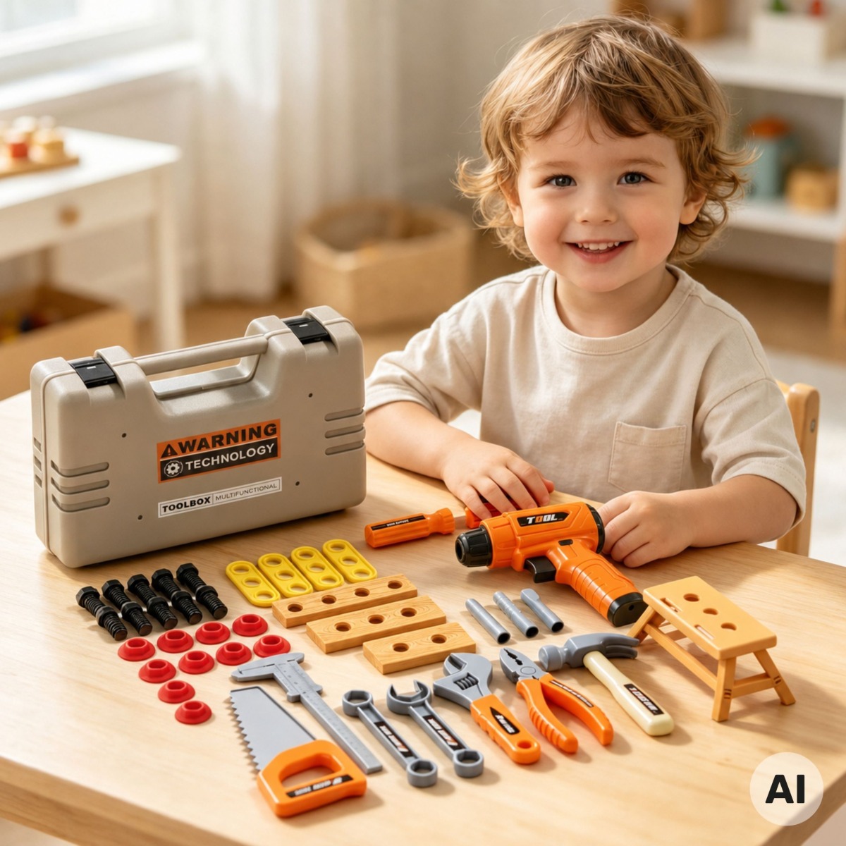 Tööriistakomplekt ümbrises, 45 tükki Little Handyman akutoit
