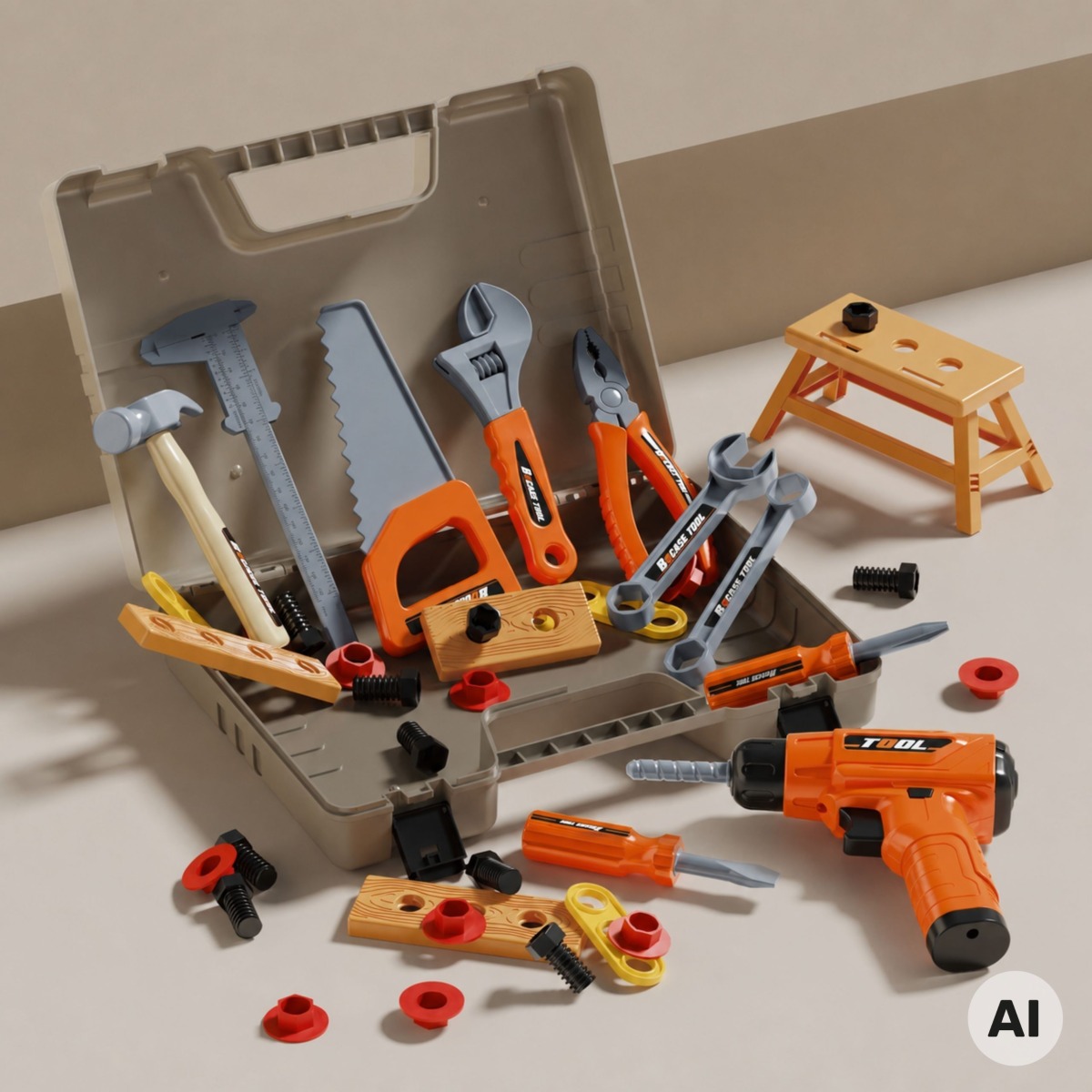 Tööriistakomplekt ümbrises, 45 tükki Little Handyman akutoit