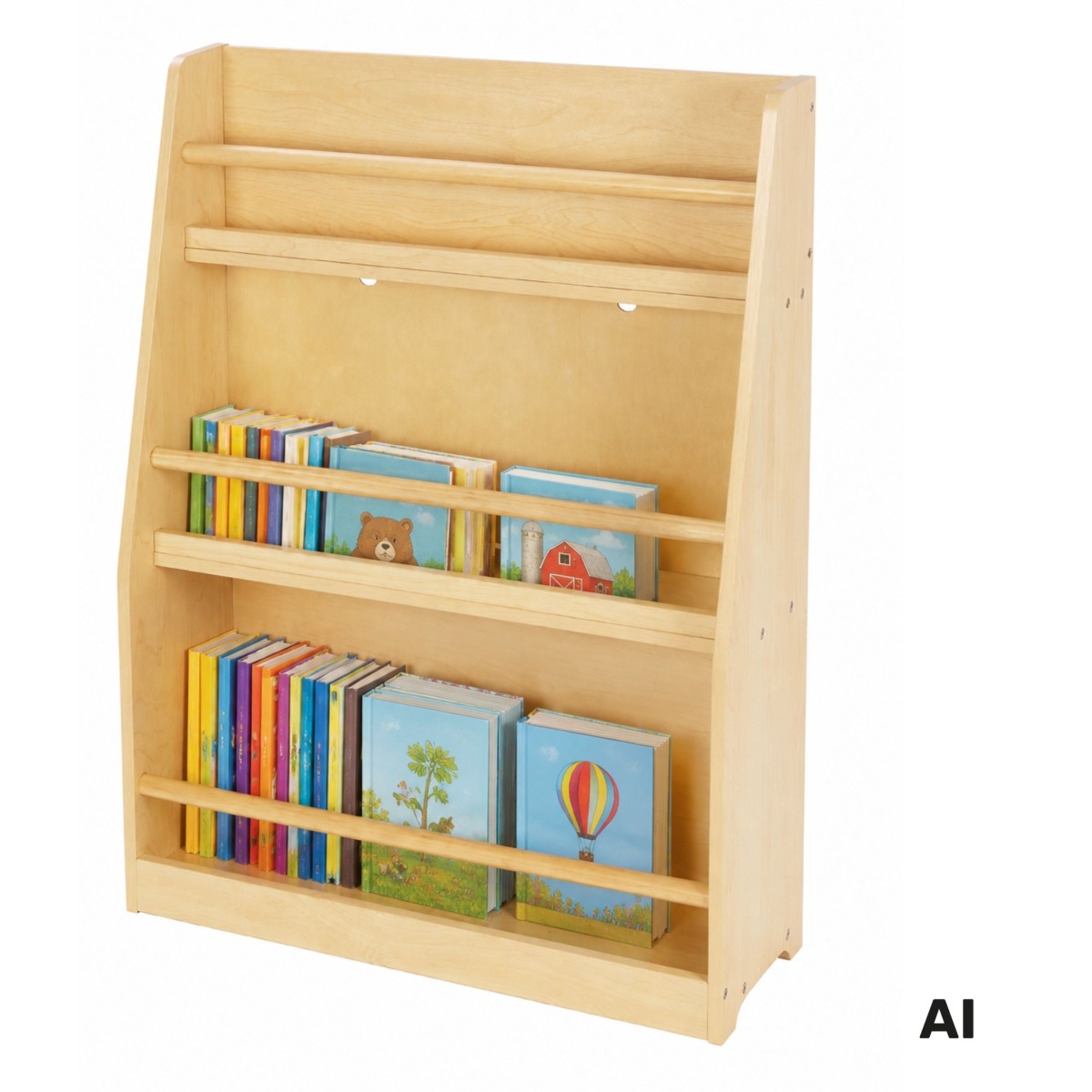 3 līmeņu koka grāmatu plaukts bērniem, 58 x 18 x 80 cm | MIU Kids