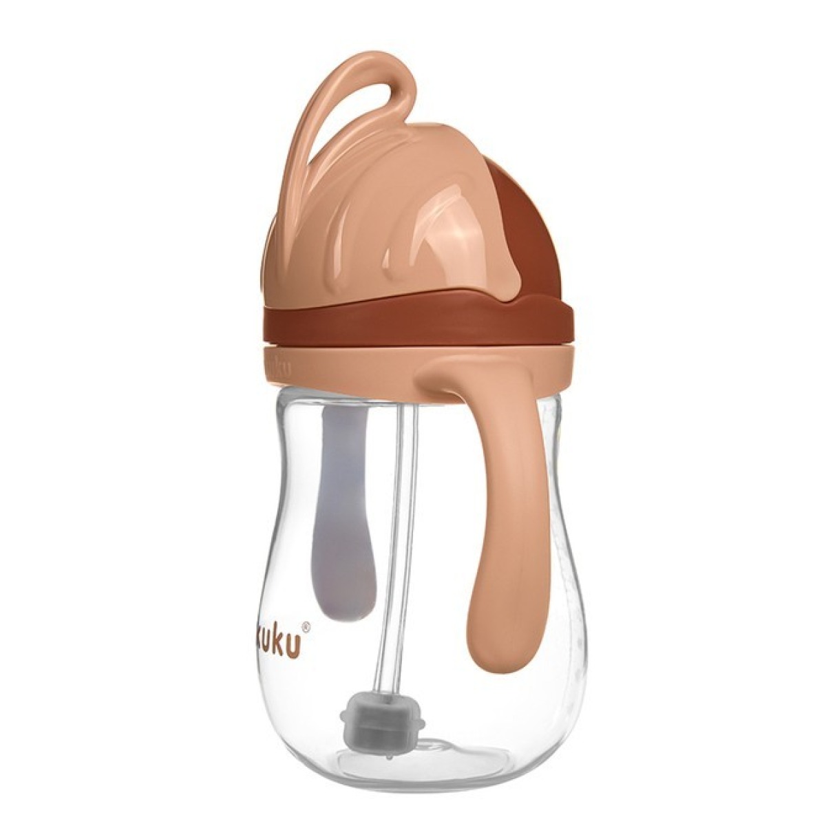 Mocha ūdens pudele ar rokturiem un salmiņu