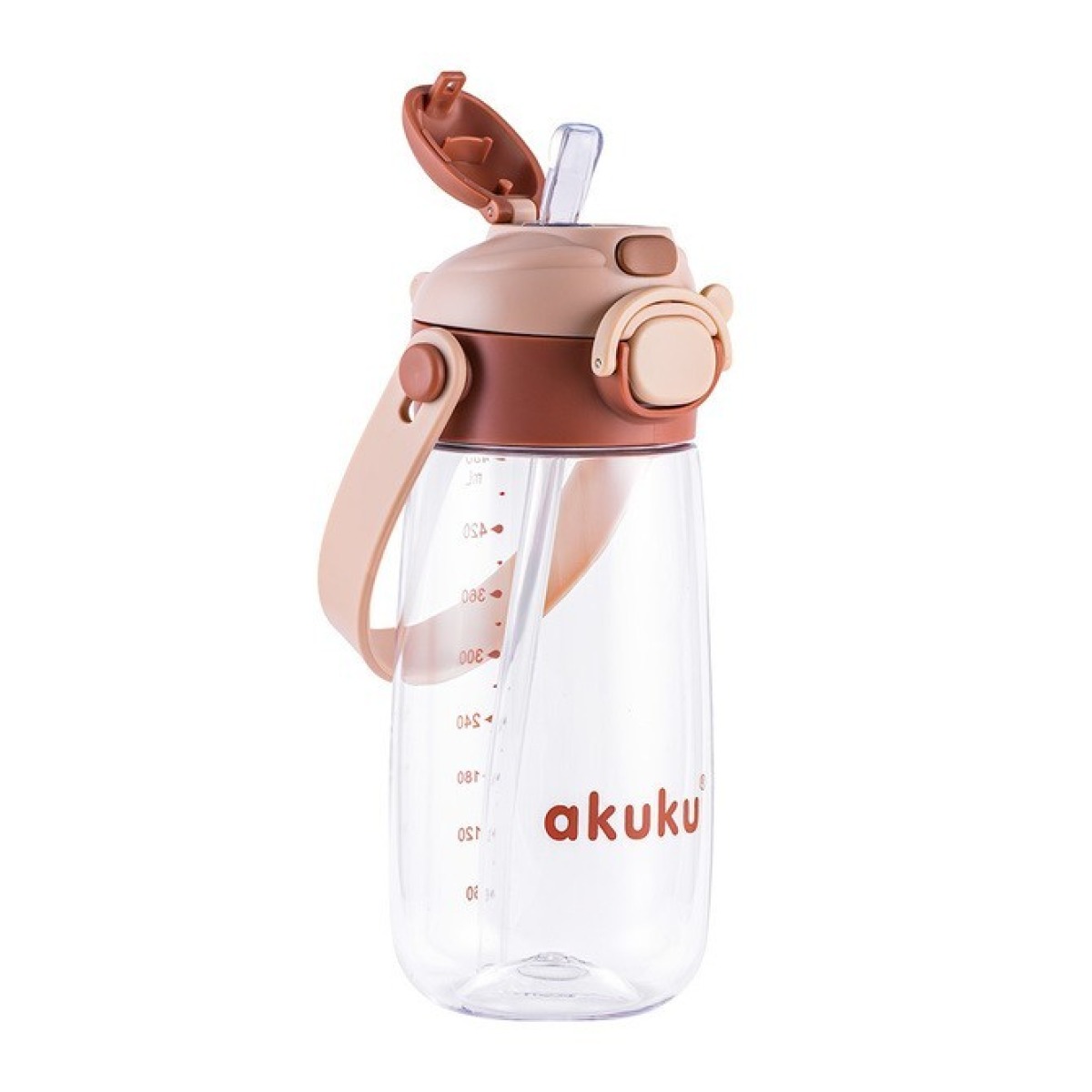 Skolas ūdens pudele ar salmiņu 480 ml, mokas krāsā