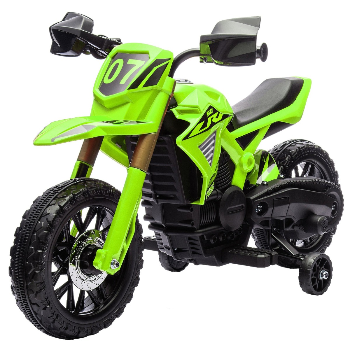 Zaļš 6 V elektriskais motocikls bērniem, 3–8 gadi