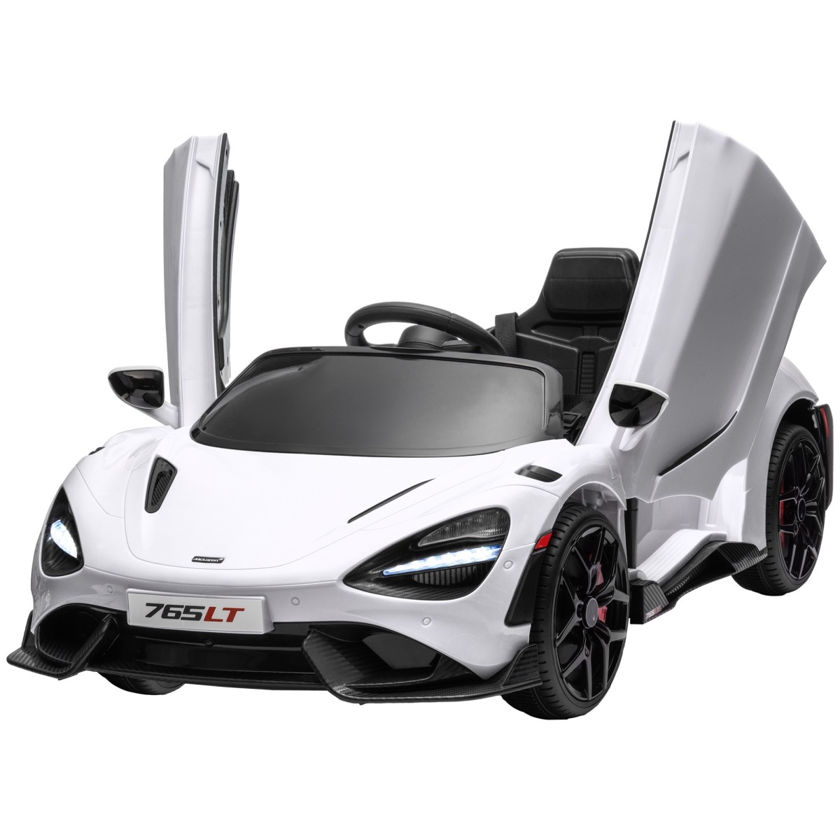 McLaren 765LT bērnu elektromobilis 12V ar paceļamām durvīm, balts