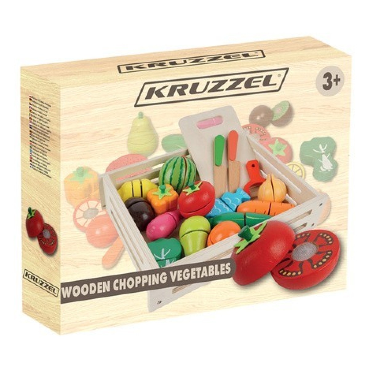 KRUZZEL koka augļu un dārzeņu griešanas komplekts, 34 gabali kastē