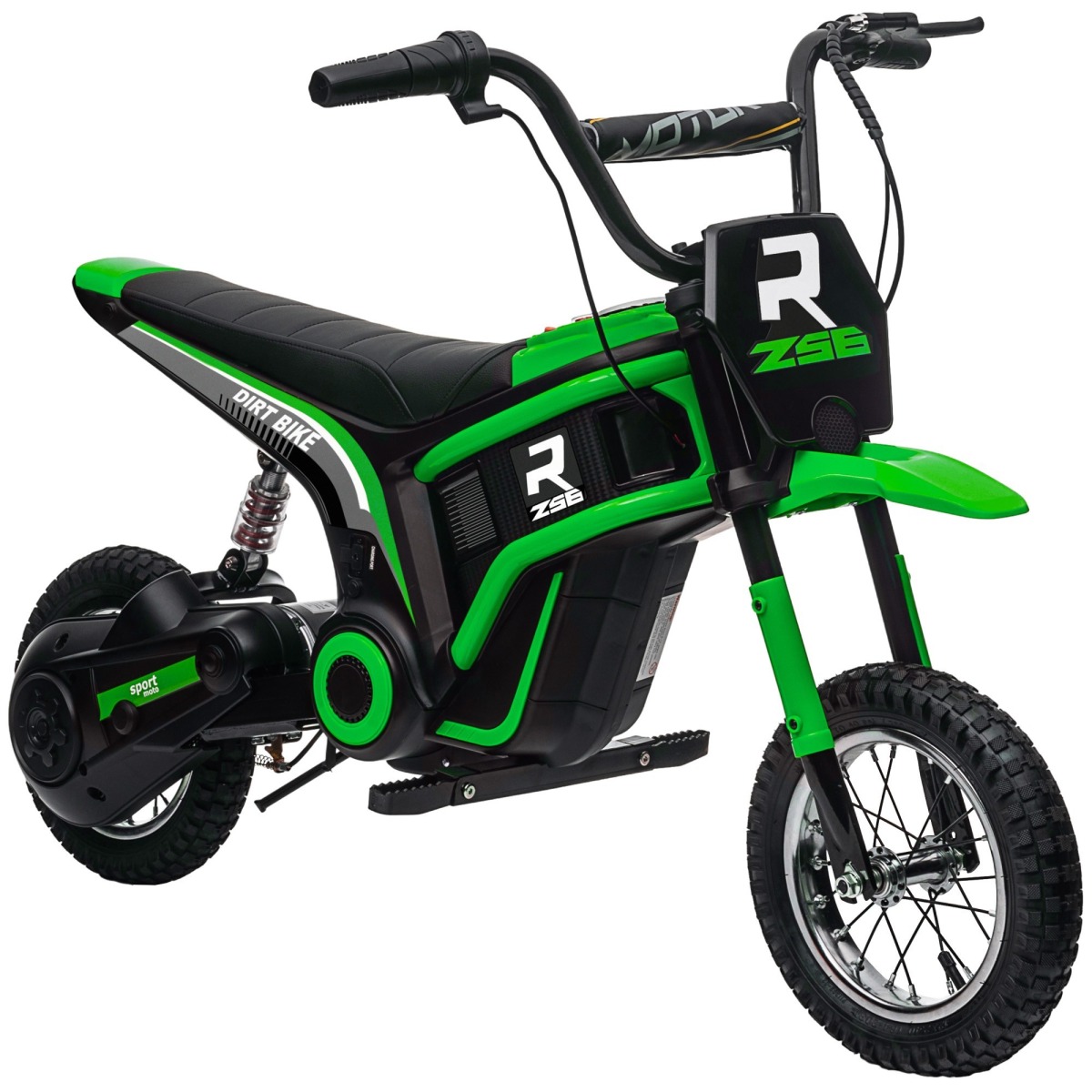 Bērnu elektriskais motocikls 24V 350W, 8–16 km/h, zaļš