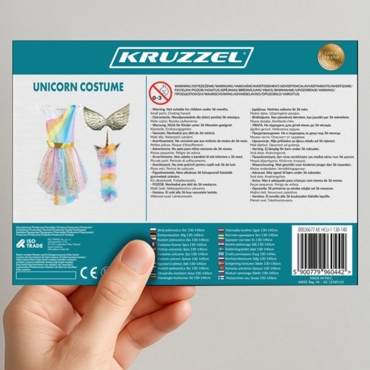 KRUZZEL vienradža kostīms, 3 daļas, 130-140 cm