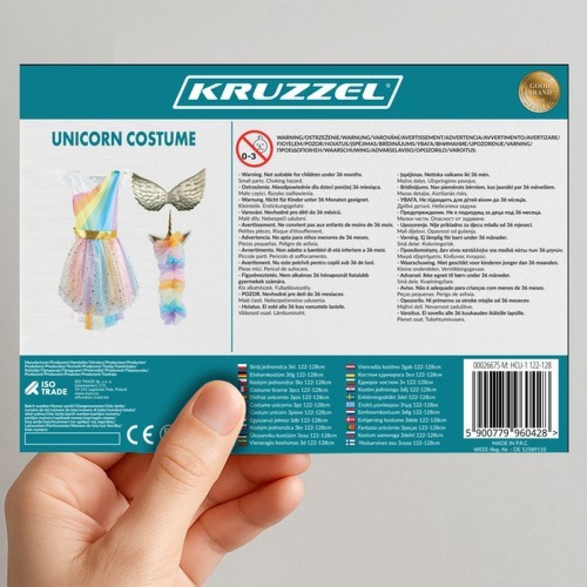 KRUZZEL vienradža kostīms, 3 daļas, 122-128 cm