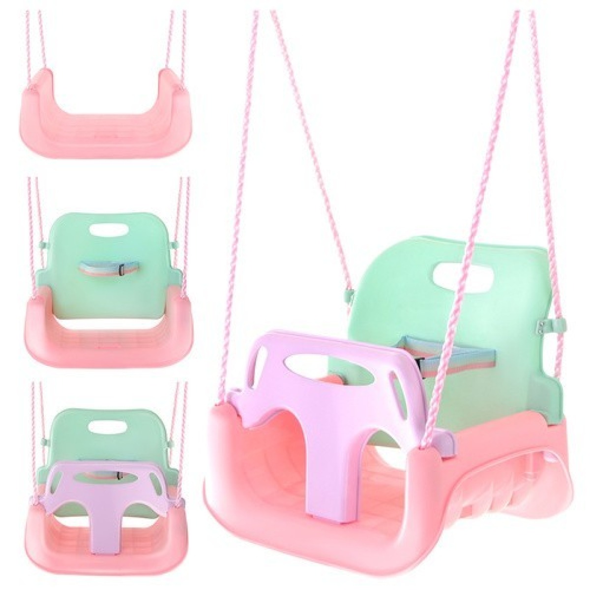 KRUZZEL 3-in-1 bērnu šūpoles pasteļtoņos, līdz 30 kg