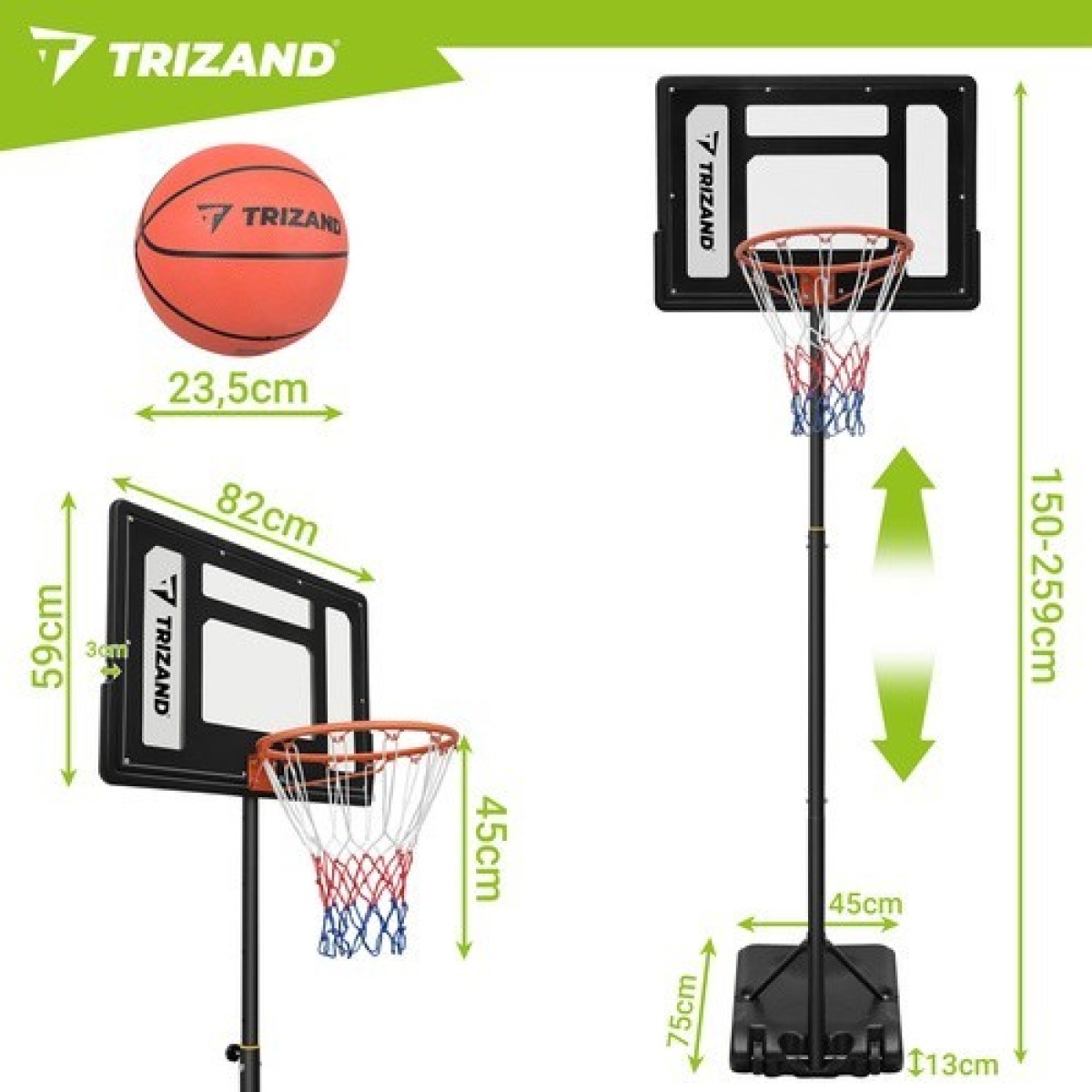 Trizand 259 cm basketbola grozs