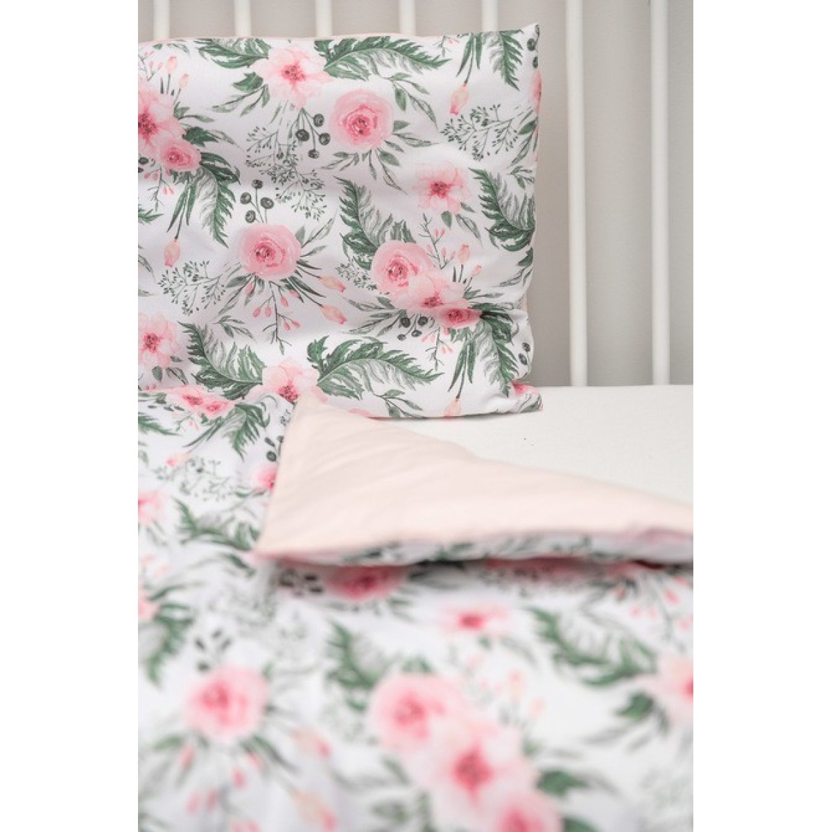 2 daļu kokvilnas gultasveļas komplekts 100x135 cm – rozā rozes
