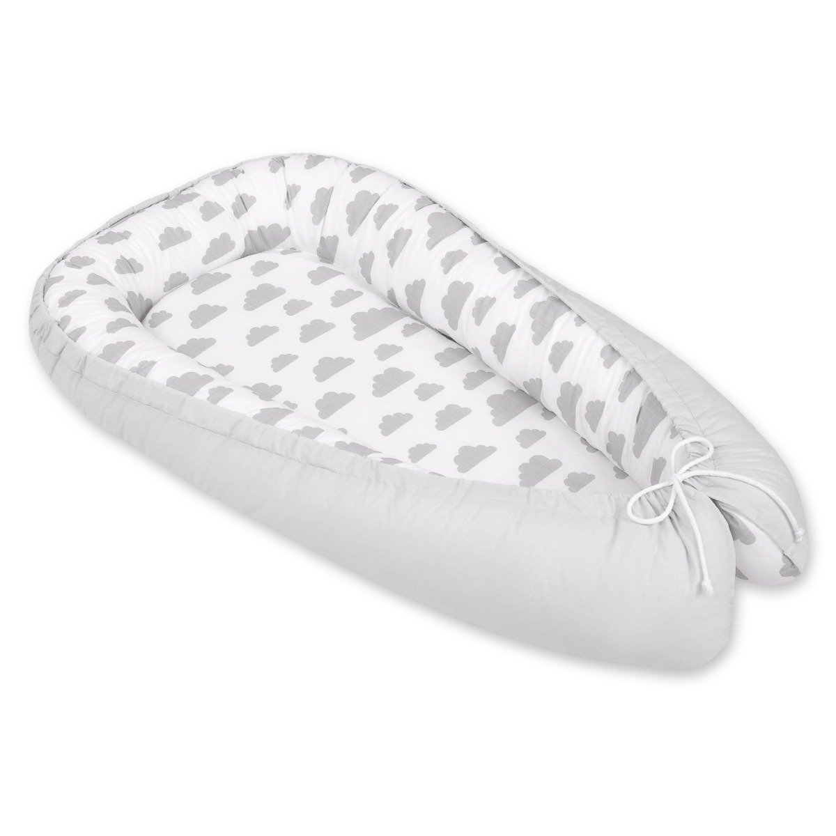 Bobono abpusēji lietojama premium klases ligzdiņa mazulim – Clouds Grey/Grey