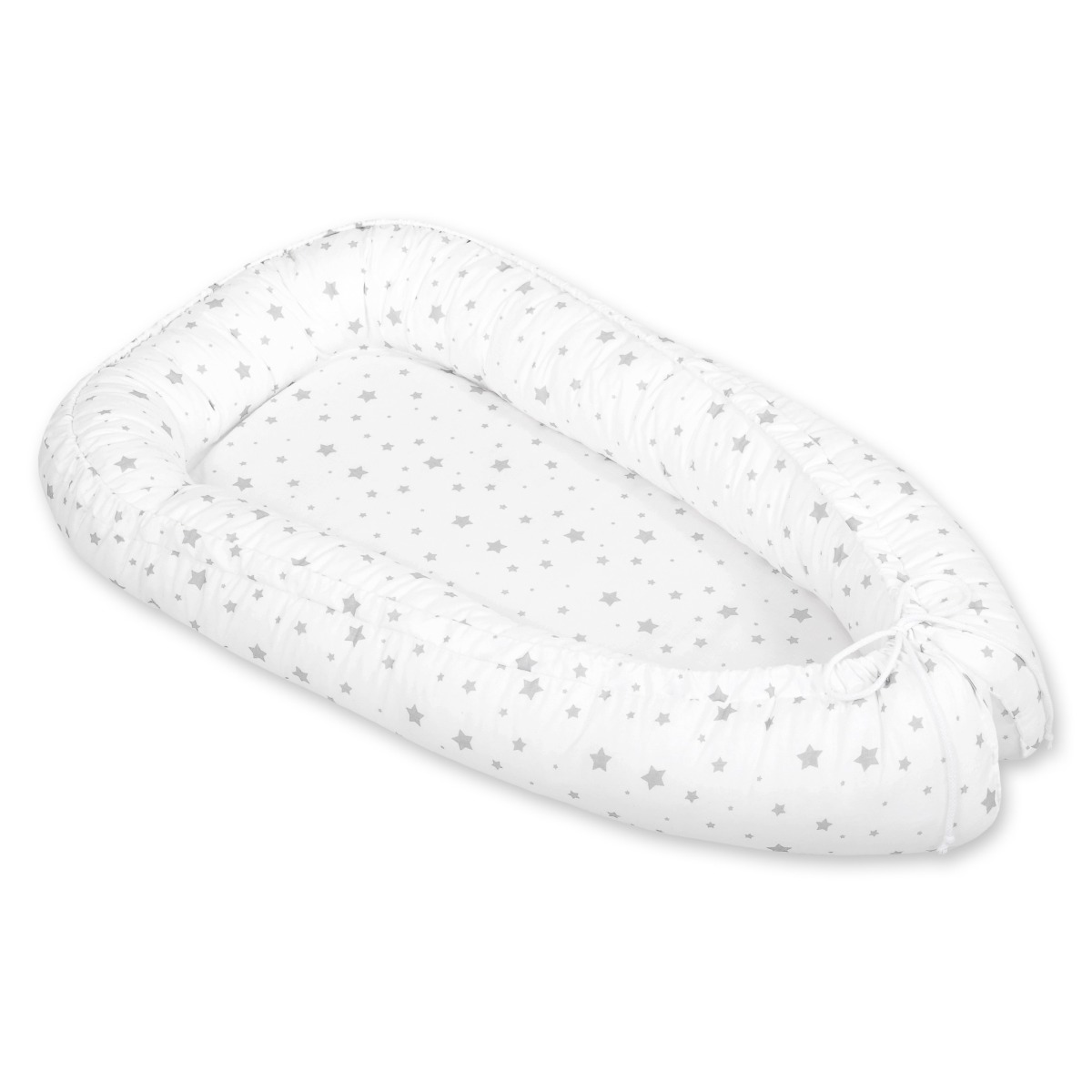 Bobono abpusējais premium ligzdiņas matracis mazulim – Mini Grey Stars