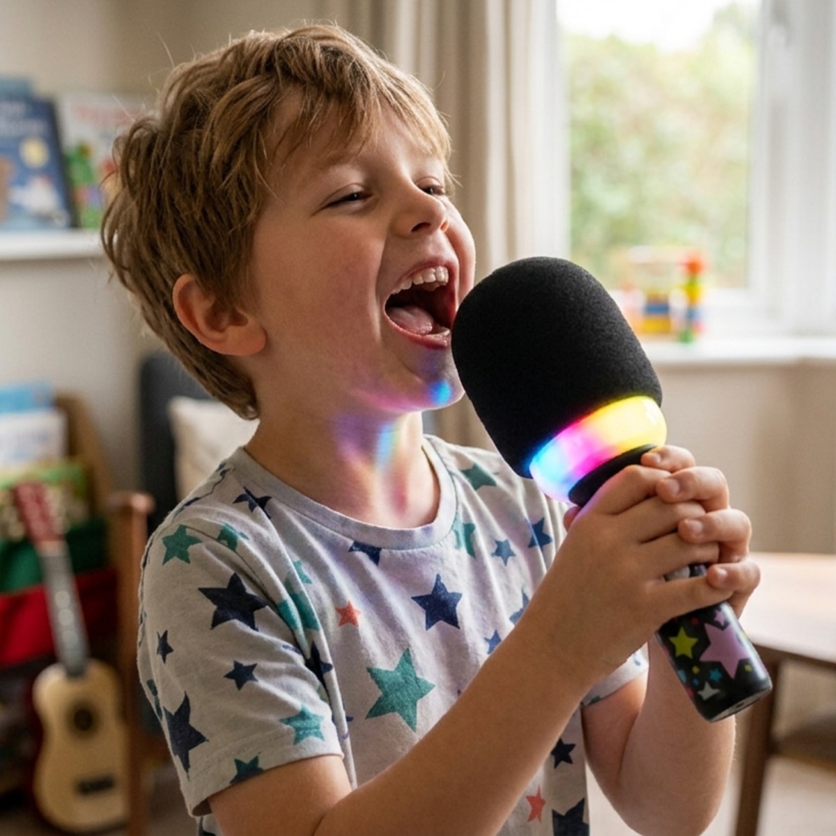 Bezvadu karaoke mikrofons ar skaļruni, melns, BT