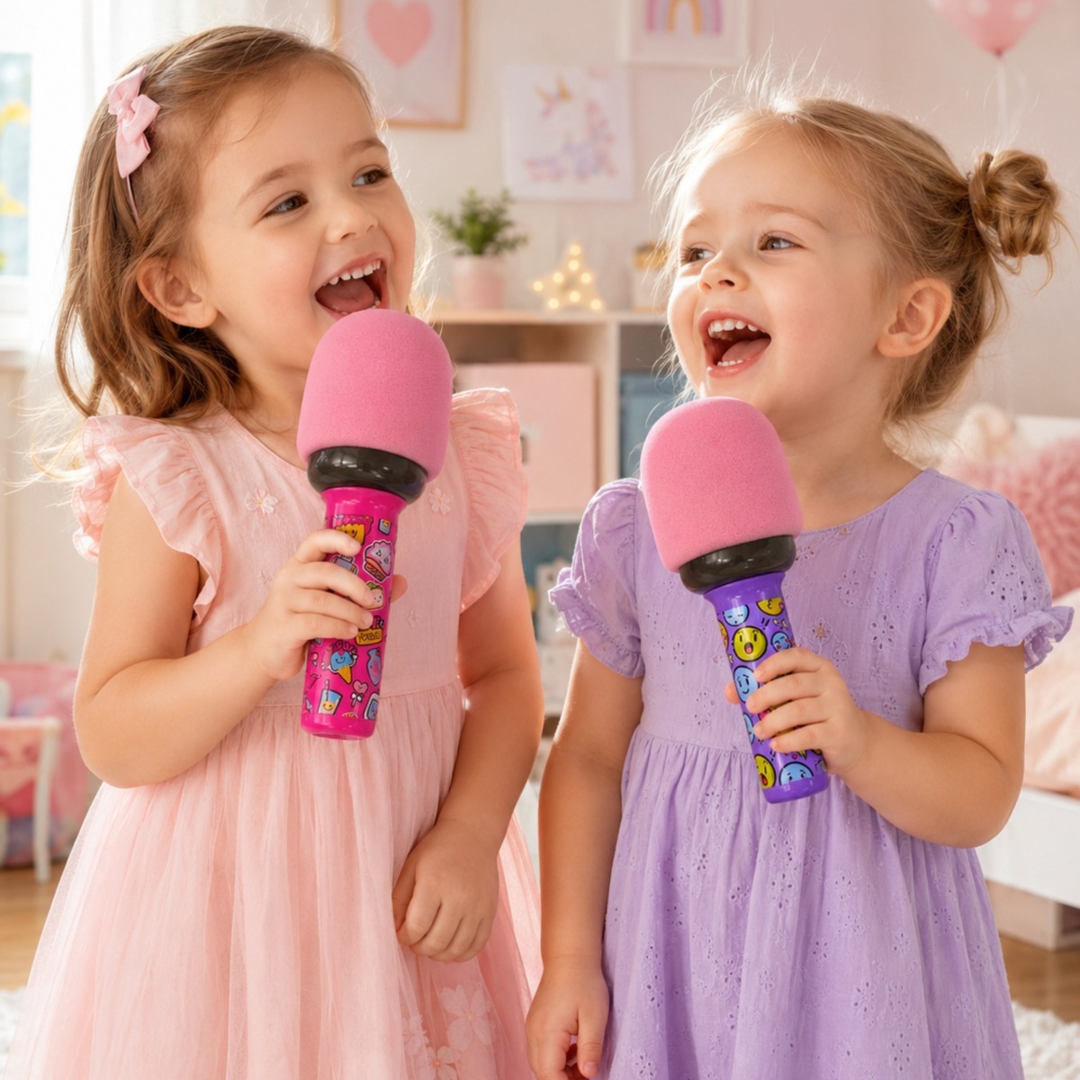 Bezvadu karaoke mikrofons ar skaļruni, rozā krāsā