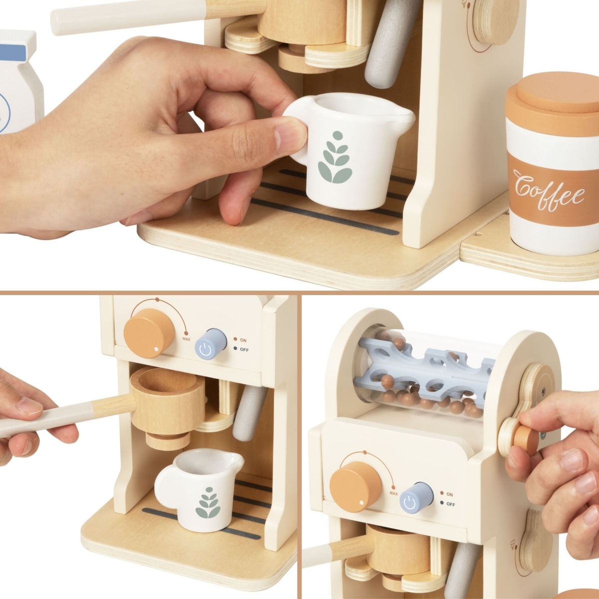 TOOKY TOY koka espresso kafijas automāta komplekts baristai