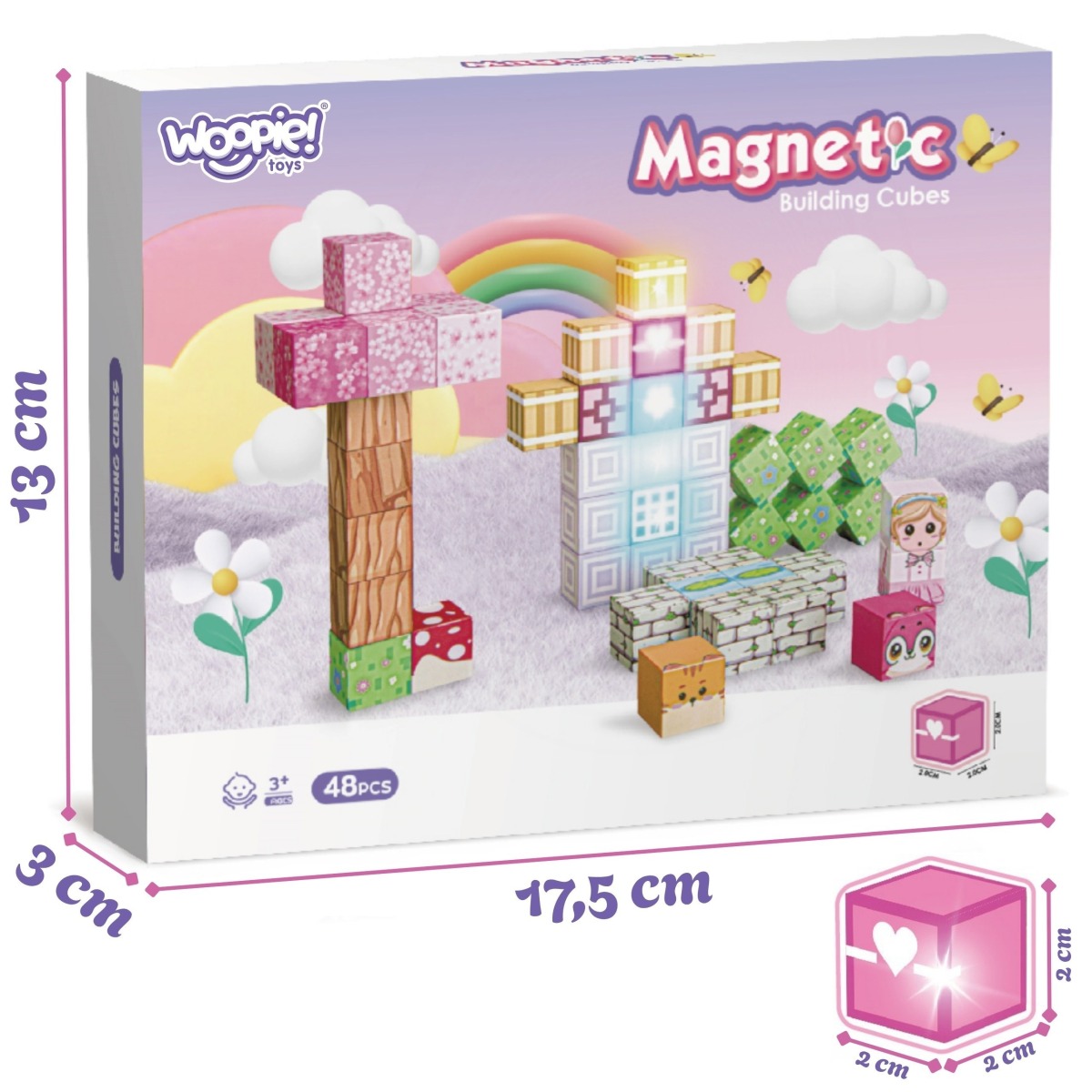 WOOPIE Montessori magnētiskie kubi, 48 gab.