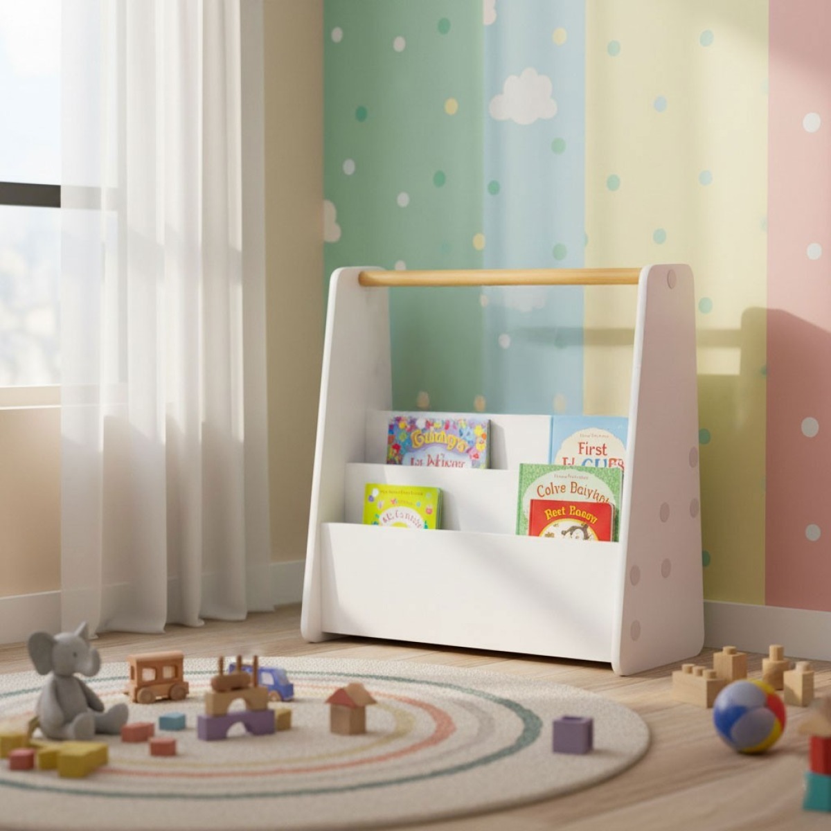 Montessori lasteraamaturiiul 3-korruseline raamaturiiuli kor