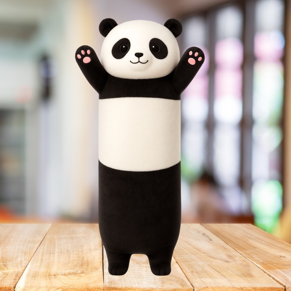 Pehme must-valge panda kaisupadi 70 cm