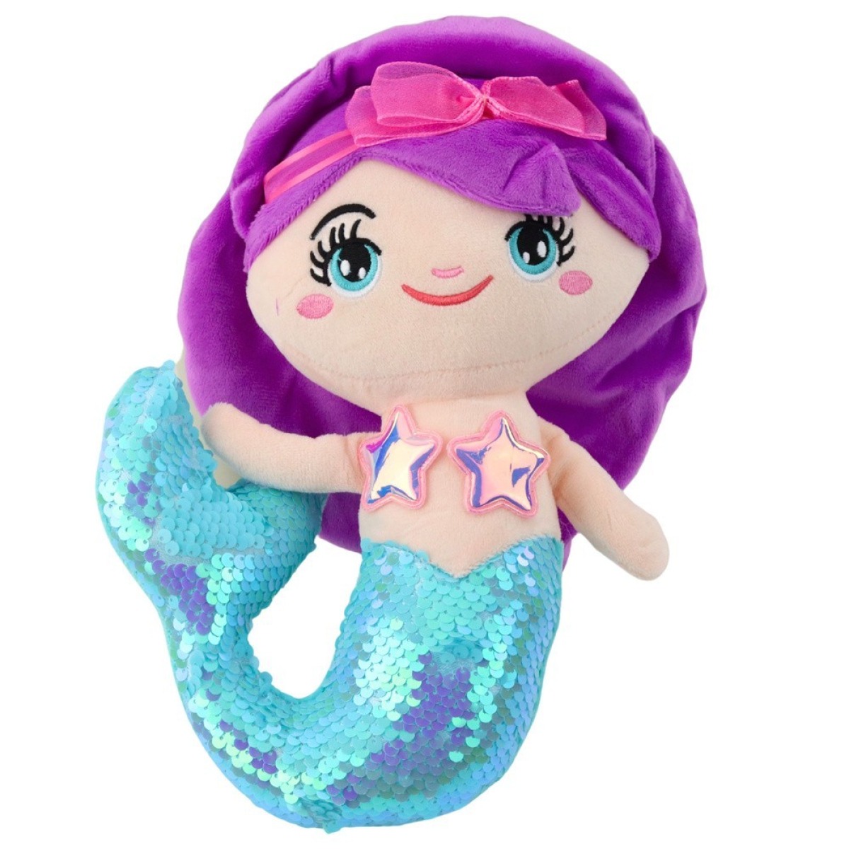 Pehme merineitsi kaisukas türkiissinise litrisabaga, 28 cm
