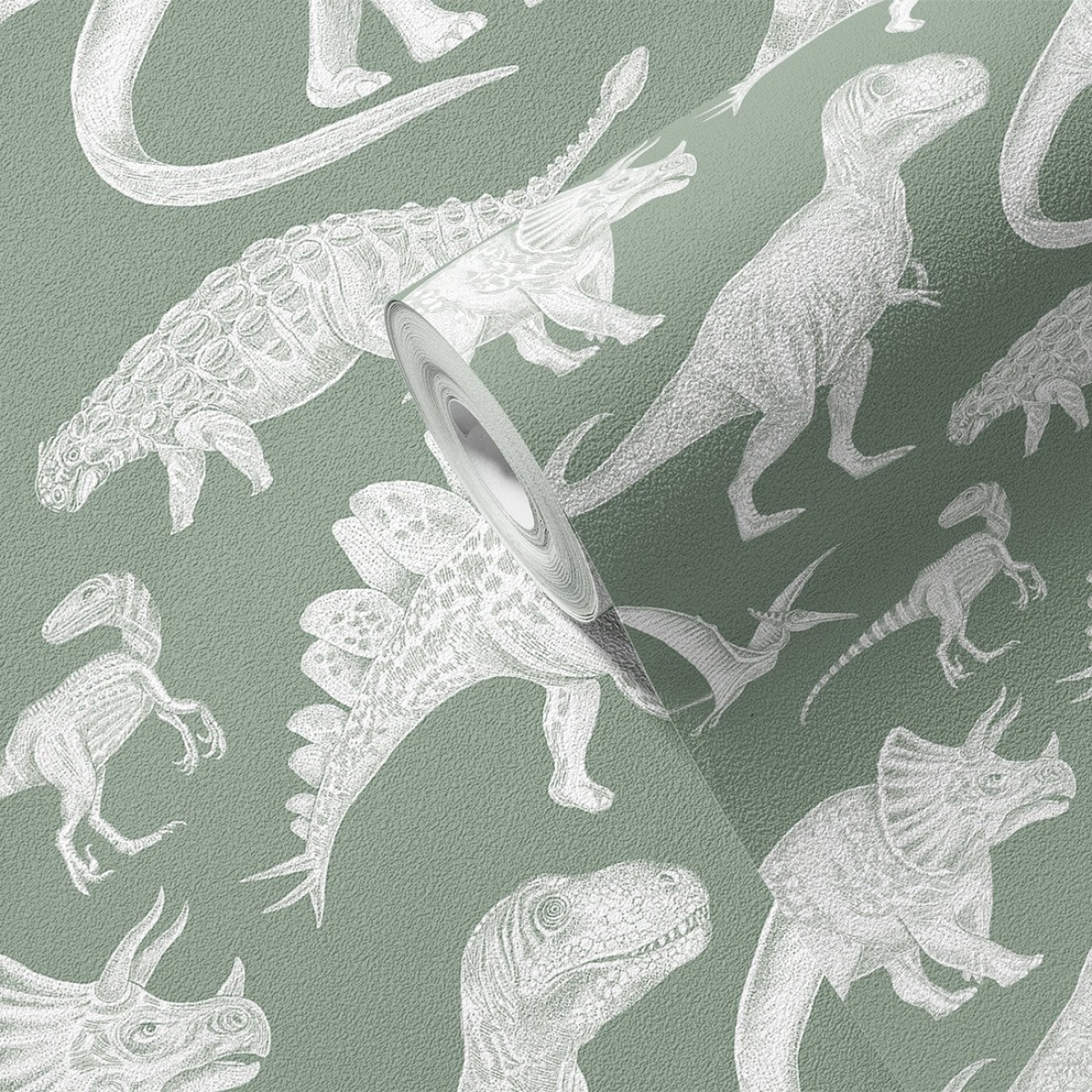 Pastelowe Love® bērnu tapetes Dino, Matcha Green
