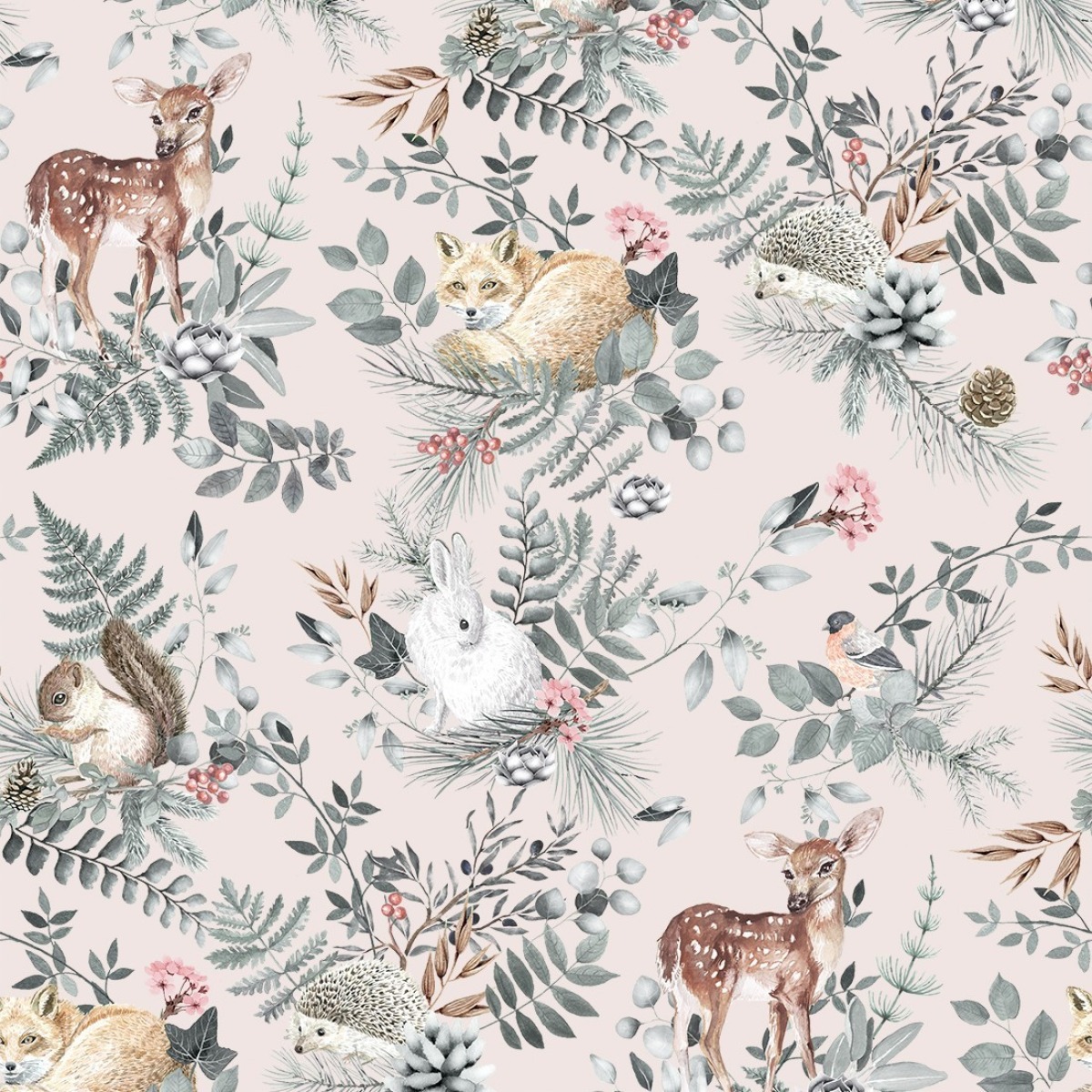 Pastelowe Love® bērnu tapetes “Woodland”, rozā